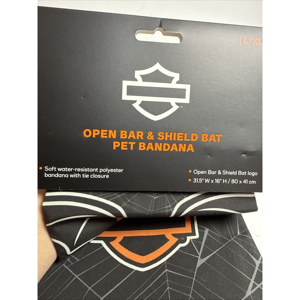 Harley-Davidson Open Bar & Bat Shield Pet Halloween Bandana -‎ Large/XL , Black - Picture 4 of 5